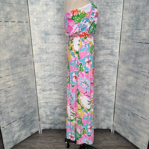 Lilly Pulitzer Target Maxi Tube Dress Floral/Tropical Print Stretchable Waist SP - Picture 3 of 7